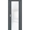 Межкомнатная дверь экошпон PX-7 графит с алюминиевой кромкой с 4-х сторон стекло Lacobel белоснежный