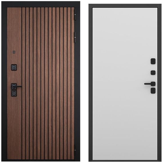 Входная дверь Шторм американский орех / чёрный кварц панель гладкая манхеттен