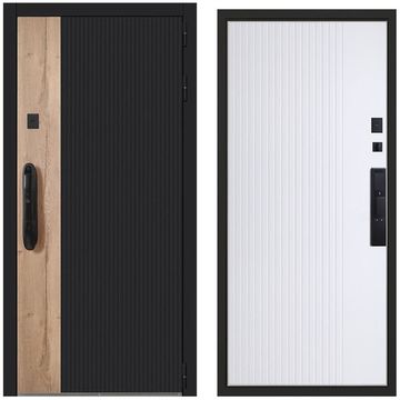 Входная дверь Конструктор чёрная шагрень белая внутри