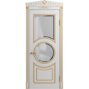Межкомнатная дверь массив бука Лацио Амбиенте белая эмаль патина золото остекление 2