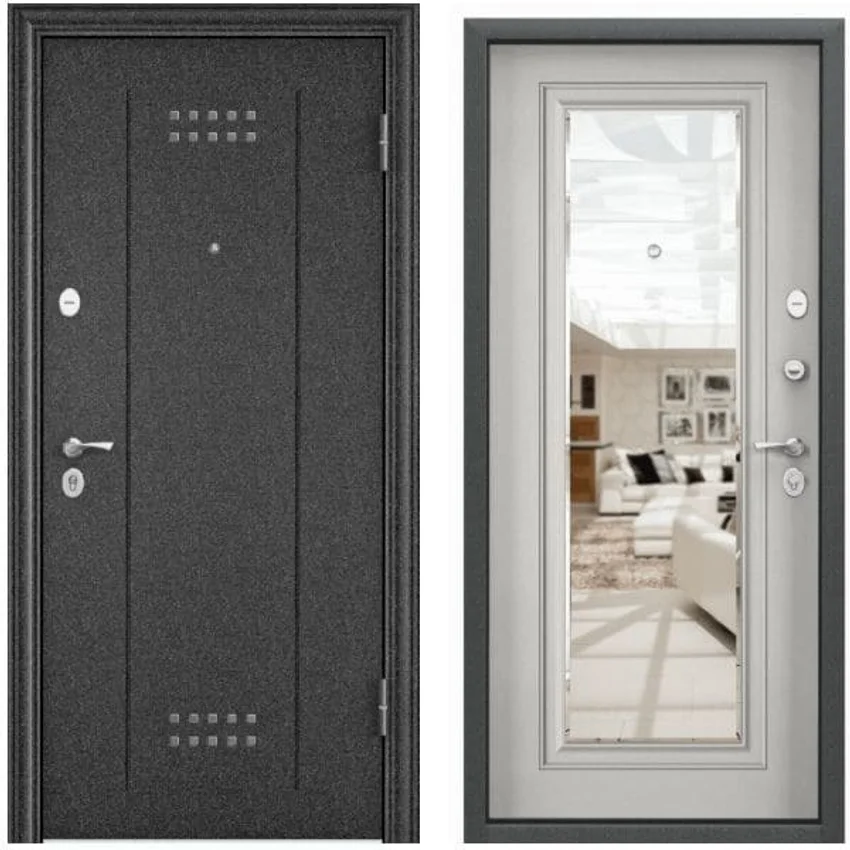 Фото входная cтальная дверь Torex Delta PRO MP DL-2 чёрный шёлк CK6-CM ПВХ бьянко