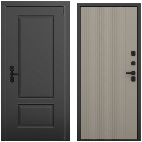 Входная дверь Шэбби чёрный силк панель шторм варм грей