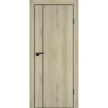Межкомнатная дверь P-21 дуб молочный кромка ABS черная молдинг