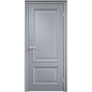 Межкомнатная дверь эмаль Дверцов Больцано 2 цвет серый RAL 7047 патина серебро глухая