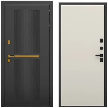 Входная дверь Артдеко чёрный силк панель гладкая