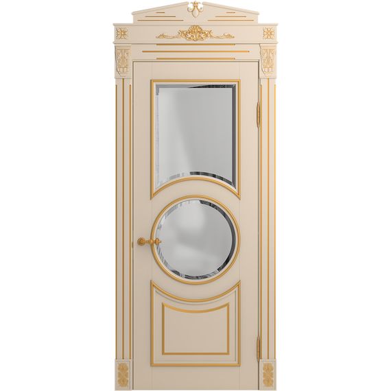 Межкомнатная дверь массив бука Viporte Лацио Амбиенте ваниль патина золото остекление 2