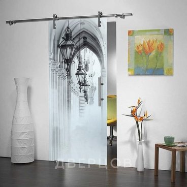 Стеклянная раздвижная дверь Лофт Аркада