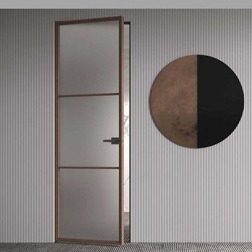 Межкомнатная алюминиевая дверь в скрытом коробе Loft-S 3 стекло матовое бесцветное