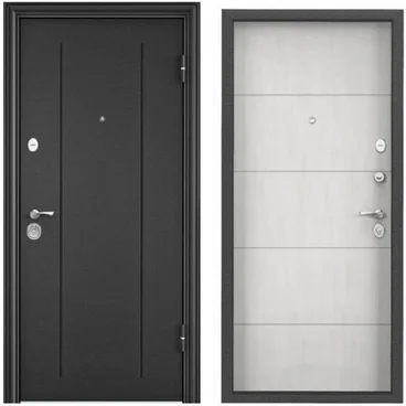 Входная стальная дверь Torex Delta 100 RGSO тёмно-серый букле графит D-28 бетон известковый