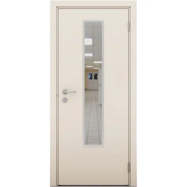 Влагостойкая дверь крем матовый остеклённая модель 2