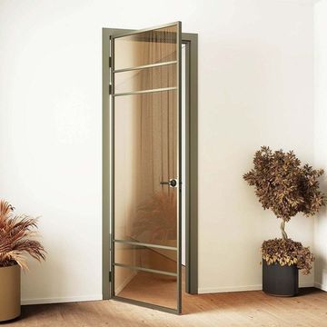 Межкомнатная алюминиевая дверь Loft 8 стекло прозрачное бронзовое