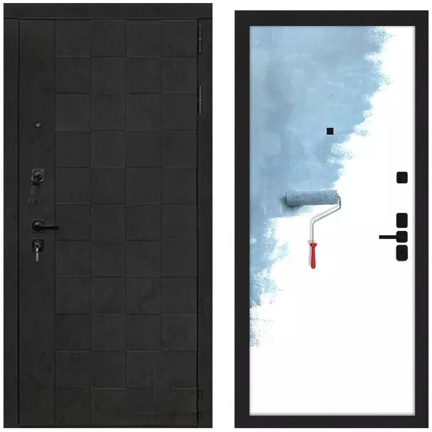 Входная дверь Quadro ПВХ бетон графит панель МДФ под покраску