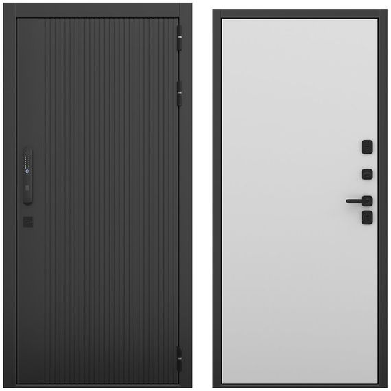 Входная дверь Смарт чёрный силк панель гладкая манхеттен