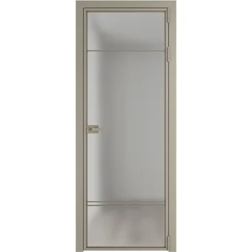 Алюминиевая межкомнатная дверь 4AХ никель матовый остеклённая