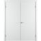Фото глухой двухстворчатой распашной двери Флэт белая эмаль