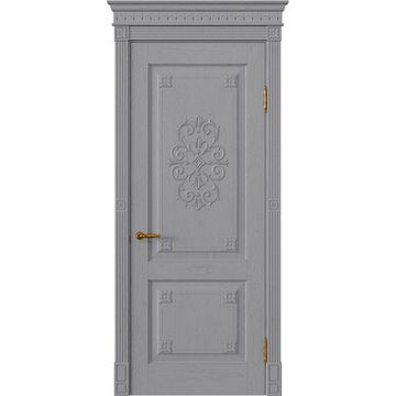 Межкомнатная дверь массив дуба Viporte Флоренция Декор серый жемчуг глухая