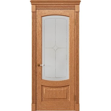 Межкомнатная дверь массив дуба Alvero Алина орех золотой остеклённая