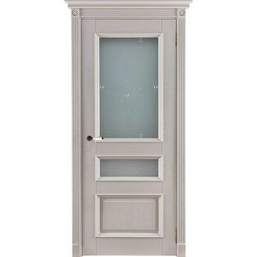 Межкомнатная дверь массив дуба Афродита эмаль слоновая кость со стеклом