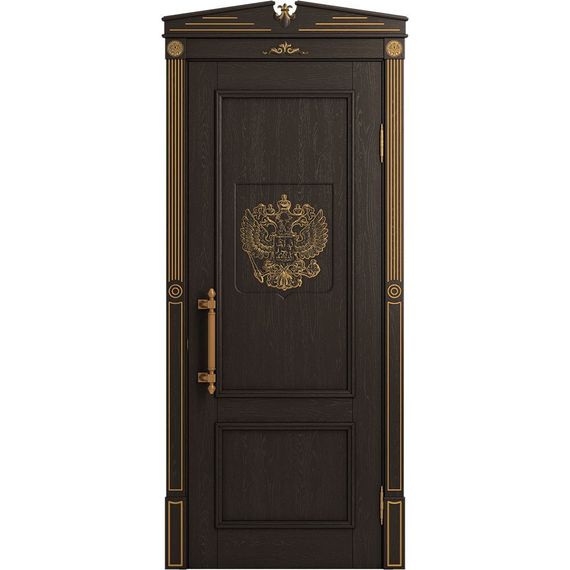 Межкомнатная дверь массив дуба Статус шоколад патина золото глухая