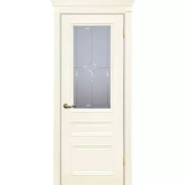 Межкомнатная дверь эмаль Текона Смальта 06 слоновая кость RAL 1013 остеклённая