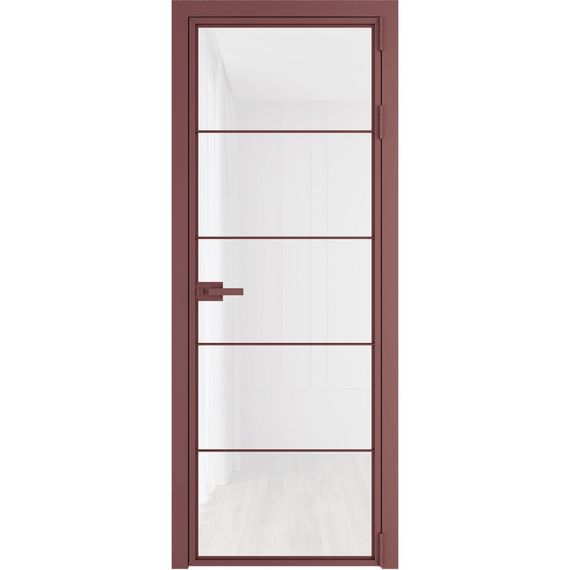 Алюминиевая межкомнатная дверь 5AХ красный антрацит остеклённая