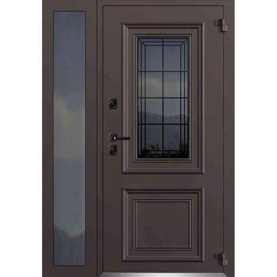 Входная двустворчатая дверь Исландия Термо AG 6004 RAL 8019 шоколад RAL 9016 белый L Тип 2