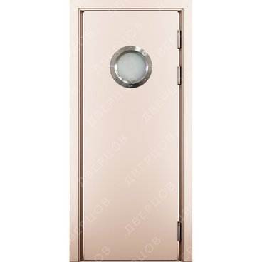 Маятниковая влагостойкая дверь Kapelli кремовый RAL 9001 с иллюминатором