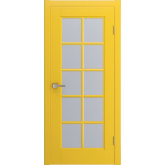 Фото двери Аморе желтая эмаль RAL 1018 со стеклом