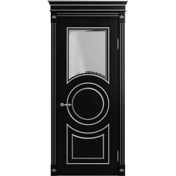 Межкомнатная дверь массив бука Viporte Лацио Амбиенте нуар патина серебро остекление 1