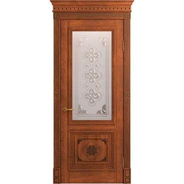 Межкомнатная дверь массив дуба Viporte Монако коньяк патина шоколад остеклённая