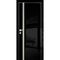 Фото межкомнатной двери экошпон HGX-8 чёрный глянец с алюминиевой кромкой с 4-х сторон стекло Matelac латте