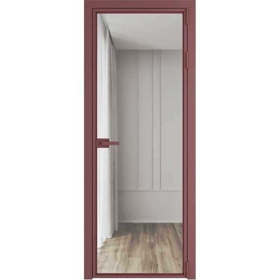 Алюминиевая межкомнатная дверь 1AХ красный антрацит остеклённая