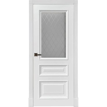 Межкомнатная дверь эмаль Кардинал 12 белая остеклённая