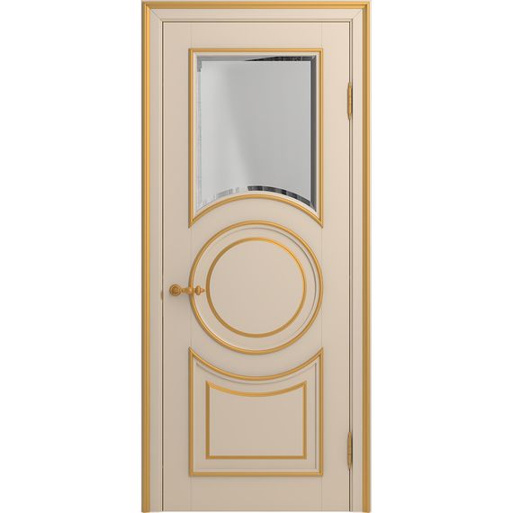 Межкомнатная дверь массив бука Viporte Лацио Амбиенте ваниль патина золото остекление 1