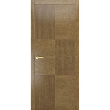 Межкомнатная дверь разнонаправленный шпон Milyana Next-3 дуб янтарный глухая