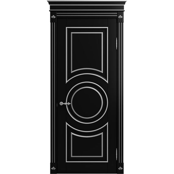 Межкомнатная дверь массив бука Viporte Лацио Амбиенте нуар патина серебро глухая