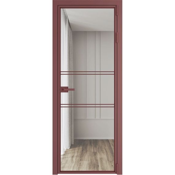 Алюминиевая межкомнатная дверь 2AХ красный антрацит остеклённая