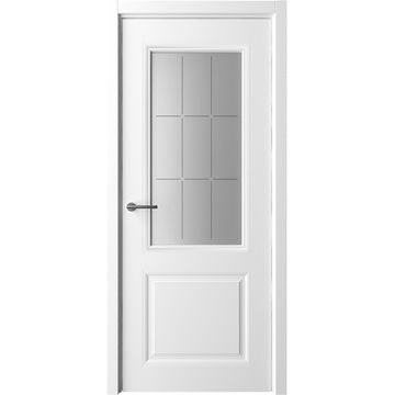 Межкомнатная дверь эмаль Albero Стиль 1 белая остеклённая