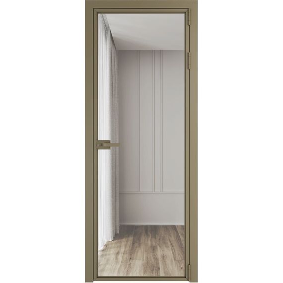 Алюминиевая межкомнатная дверь 1AХ шампань остеклённая