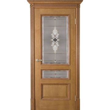Межкомнатная дверь шпон Вена дуб античный стекло витраж Вена
