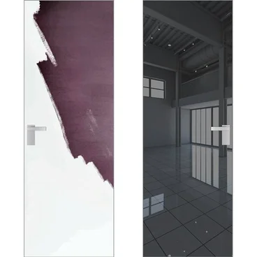 Скрытая дверь 0M снаружи под покраску внутри зеркало Grey кромка AL