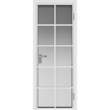 Межкомнатная алюминиевая дверь 4AG белая матовая RAL 9003 остеклённая