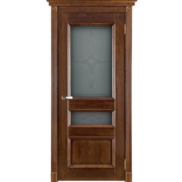 Межкомнатная дверь массив дуба ОКА Афродита античный орех остекленная