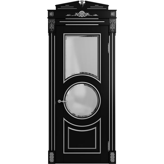 Межкомнатная дверь массив бука Viporte Лацио Амбиенте нуар патина серебро остекление 2