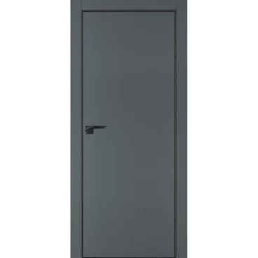 Межкомнатная дверь ПЭТ P-1 графит матовый кромка ABS черная