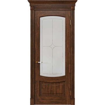 Межкомнатная дверь массив дуба Alvero Алина орех чёрный остеклённая