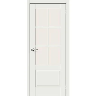 Межкомнатная дверь эмалит Прима-13.0.1 white matt остеклённая