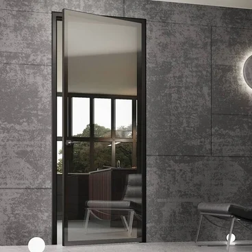 Алюминиевая дверь Slim Triest стекло серое StopSol