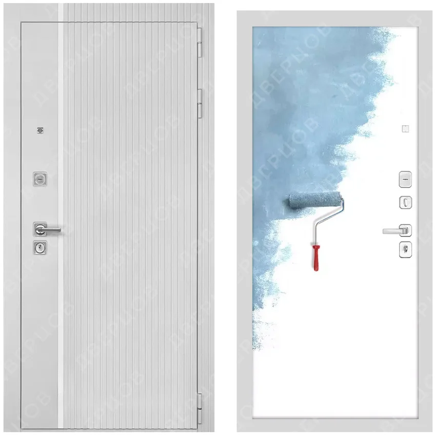 Входная дверь Президент Лайн ПВХ белый матовый панель МДФ под покраску