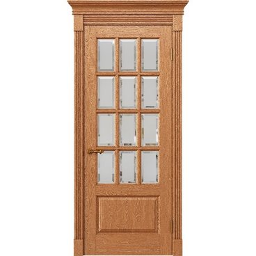 Межкомнатная дверь массив дуба Alvero Анна орех золотой остеклённая